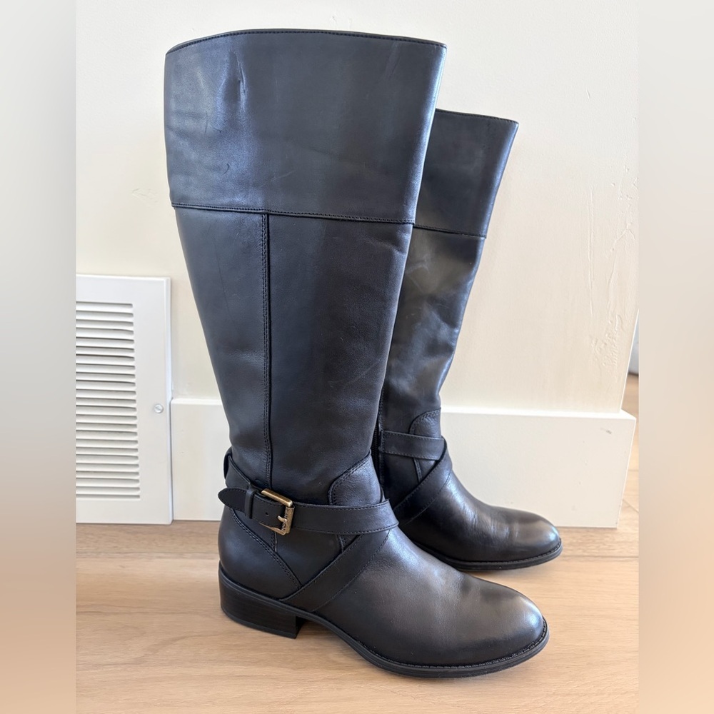 Lauren Ralph Lauren Maryann Black Leather Riding Boots